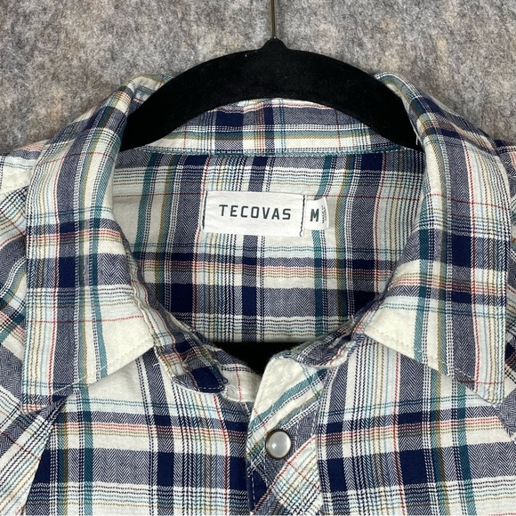 Tecovas Brushed Cotton Pearl Snap Button Up Multi Plaid Casual Western Shirt - M - Picture 5 of 16